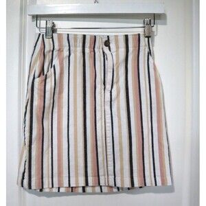 EUC Hollister Ultra High-Rise XS striped mini skirt Side Pockets White Pink Gray